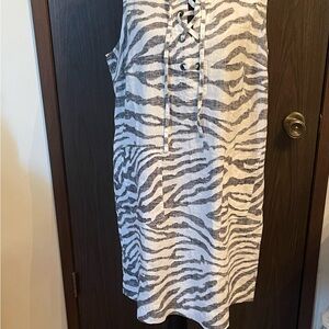 Tommy Bahama White and Gray Zebra Print Sleeveless Dress